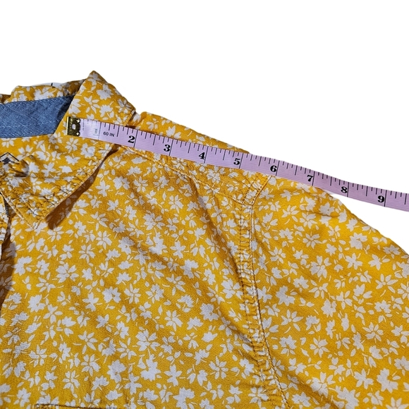 St John's Bay Womens Long Sleeve Button Up Shirt, Yellow/White Floral, Medium - Picture 12 of 12